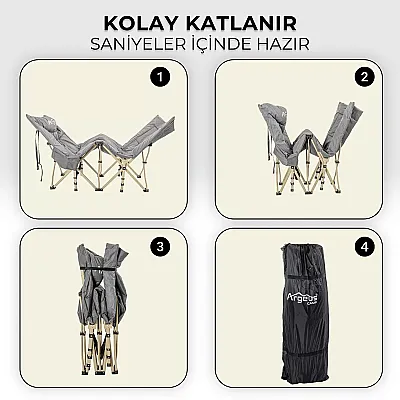 Argeus Haven Katlanır Kamp Yatağı Kampet Gri 185x70 - 8