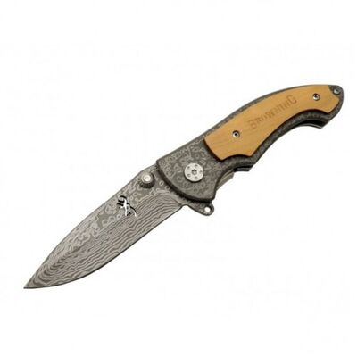 Browning Damascus Desenli Çakı 19,5cm Ahşap - 1