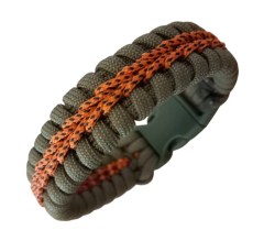 By Paracord Bileklik Erkek Haki Turuncu 1 - Byparacord
