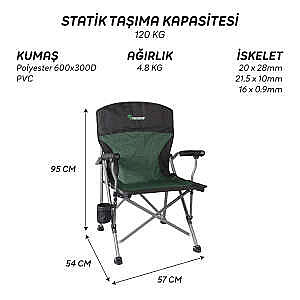 FreeCamp Huxley Katlanır Kamp Sandalyesi Haki-Siyah - 4