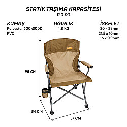 FreeCamp Huxley Katlanır Kamp Sandalyesi Kahve - 8
