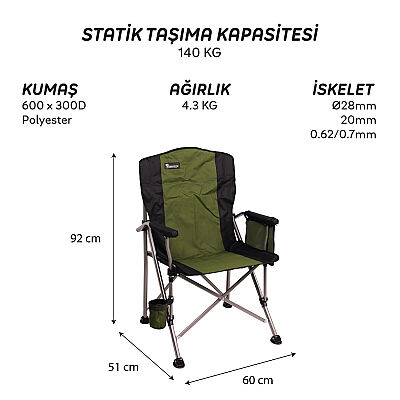 FreeCamp Huxley Trail Katlanır Kamp Sandalyesi Haki - 6