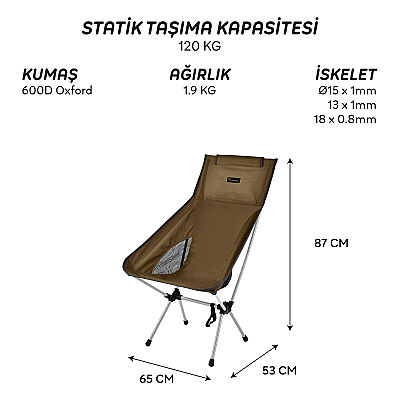FreeCamp Waylay Bisikletçiler İçin Katlanır Ufak Sandalye Kahve - 5