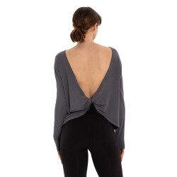 Inguz Sırt Detay Uzun Kollu Modal Yoga T-Shirt - 3