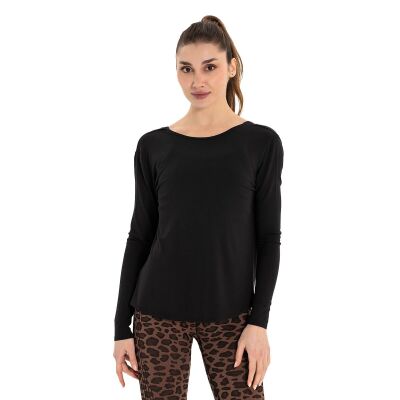 Inguz Sırt Detay Uzun Kollu Modal Yoga T-Shirt - 2