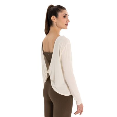 Inguz Sırt Detay Uzun Kollu Modal Yoga T-Shirt - 1