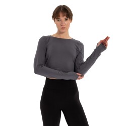 Inguz Sırtı Üçgen Detay Parmak Geçmeli Modal T-Shirt - 5