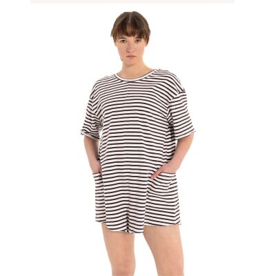 Inguz Stripe %100 Pamuk Şort Tulum - 5