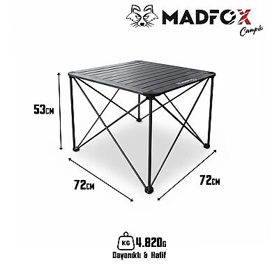 Madfox Campix Katlanır Kamp Masası Büyük 72x72cm - 4