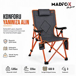 Madfox FlexLounge 3 Aşamalı Katlanabilir Kamp Sandalyesi Gri - 3