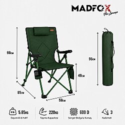 Madfox FlexLounge 3 Aşamalı Katlanabilir Kamp Sandalyesi Yeşil - 4