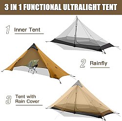 Night Cat Lanshan-1 1 Kişilik 4 Mevsim Ultralight Çadır Yeşil - 6