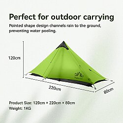 Night Cat Lanshan-1 1 Kişilik 4 Mevsim Ultralight Çadır Yeşil - 2