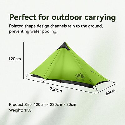 Night Cat Lanshan-1 1 Kişilik 4 Mevsim Ultralight Çadır Yeşil - 2
