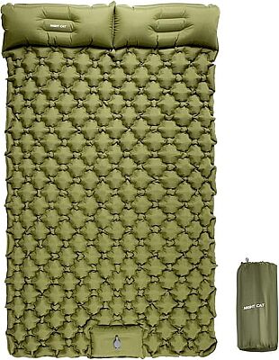 Night Cat QD-02 Dahili Pompalı Çift Kişilik Ultralight Şişme Mat Yeşil - 1