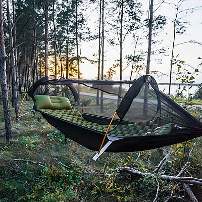 Night Cat QD-01 Dahili Pompalı Ultralight Şişme Mat Yeşil - 3