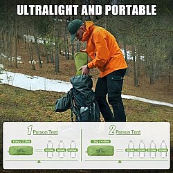 Night Cat Tek Kişilik 4 Mevsim Alüminyum Ultralight Çadır Yeşil - 8