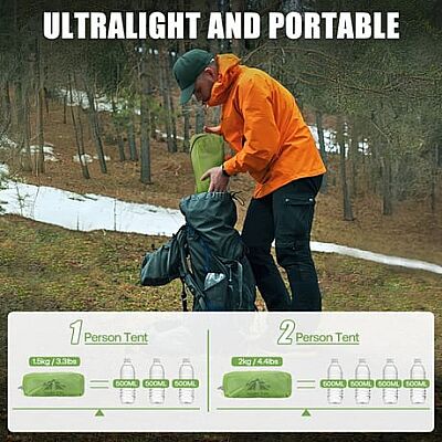 Night Cat Tek Kişilik 4 Mevsim Alüminyum Ultralight Çadır Yeşil - 8
