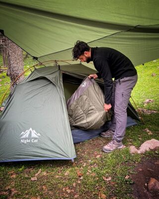 Night Cat ZP-34 2 Kişilik 4 Mevsim Alüminyum Ultralight Çadır - Haki - 25
