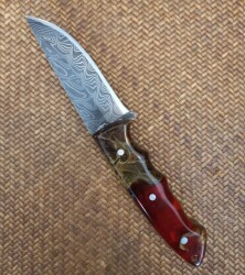 Safir SD2 Damascus Çelik Av Bıçağı Deri Kılıflı - Safir Knife