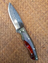 Safir SD4 Damascus Çelik Av Bıçağı Deri Kılıflı - Safir Knife