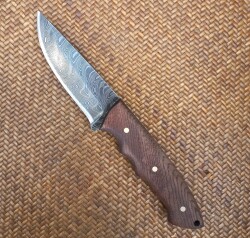 Safir SD5 Damascus Çelik Av Bıçağı Deri Kılıflı - Safir Knife