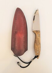 Safir SZ2 Zeytin Saplı Av Kamp Bıçağı Deri Kılıflı - 6
