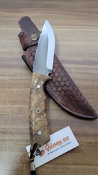 Safir SZ9 Zeytin Saplı Av Kamp Bıçağı Deri Kılıflı - Safir Knife