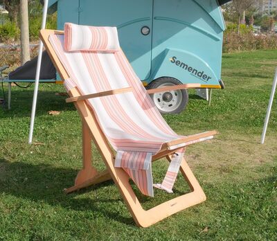 Semender Outdoor Ayarlanabilir Kamp Şezlongu Pembe Çizgili - 1