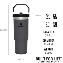 Stanley Flip Straw Tumbler Pipetli Termos Bardak 0,89 LT Kömür - 2