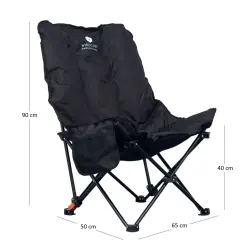 Windcamp Katlanır Kamp Sandalyesi 3 Aşamalı Siyah 120kg Taşıma - Windcamp