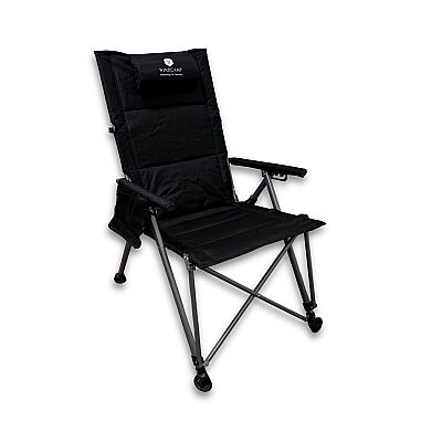 Windcamp Katlanır Kamp Sandalyesi Premium Siyah 150kg Taşıma 5 Aşamalı - 1