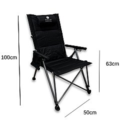 Windcamp Katlanır Kamp Sandalyesi Premium Siyah 150kg Taşıma 5 Aşamalı - 2