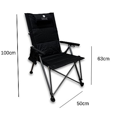 Windcamp Katlanır Kamp Sandalyesi Premium Siyah 150kg Taşıma 5 Aşamalı - 2