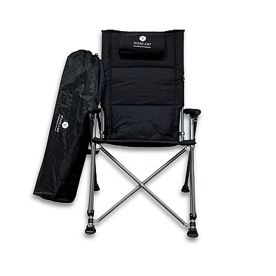 Windcamp Katlanır Kamp Sandalyesi Premium Siyah 150kg Taşıma 5 Aşamalı - 3