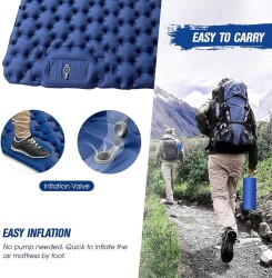 Windcamp Kendinden Pompalı Çift Kişilik Şişme Yatak Mavi - 4